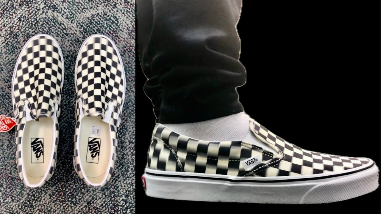 Vans Classic Slip On Blur Check | Black/Classic White | Unboxing and On Feet