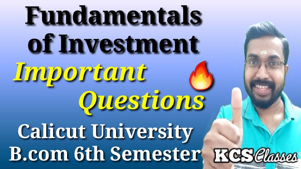 Fundamentals of Investment|Important Questions|Calicut University Bcom 6th Semester