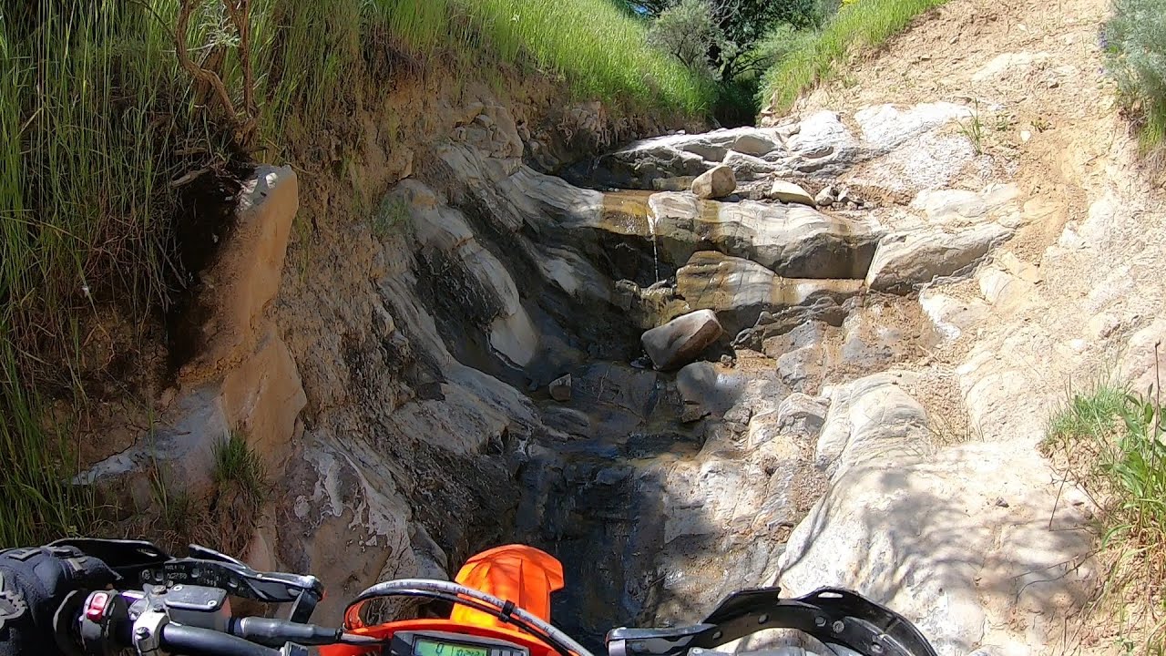 Riding up Coral Canyon at Carnegie after all of the storm damage.