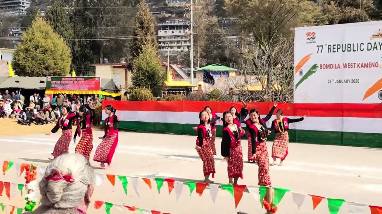 Aka (Hrusso) dance group at the 77th Republic day at Bomdila. 
