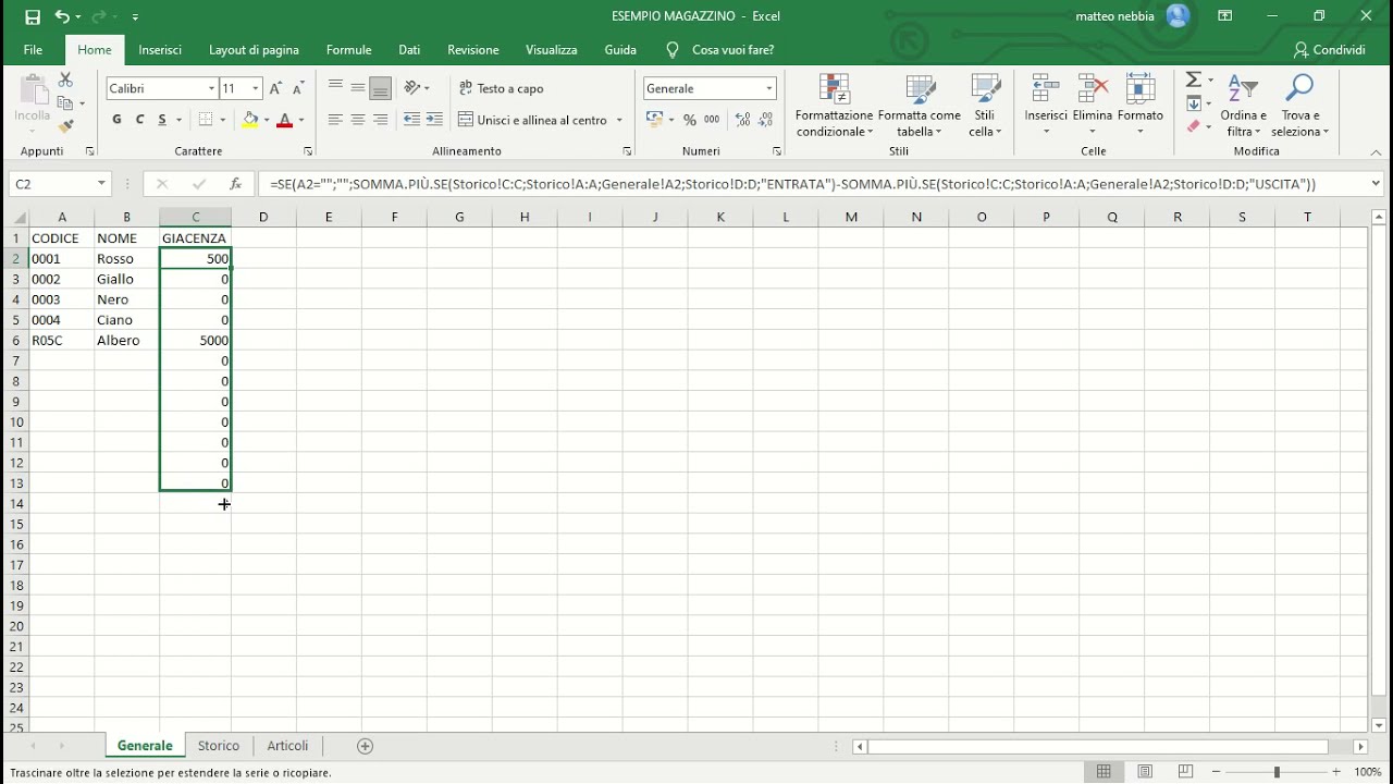 TUTORIAL EXCEL #5 - FOGLIO GIACENZA MAGAZZINO - PARTE 2