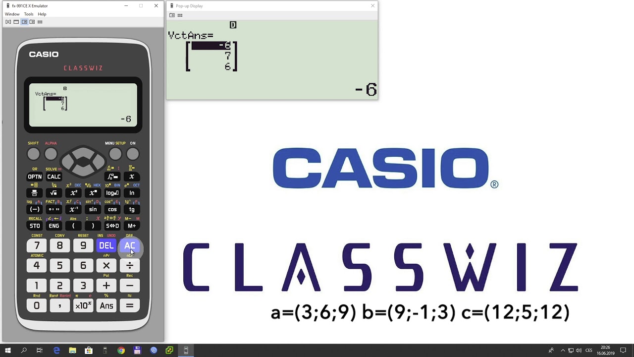 Kalkulátor Casio Classwiz fx-991CEX - Práce s vektory