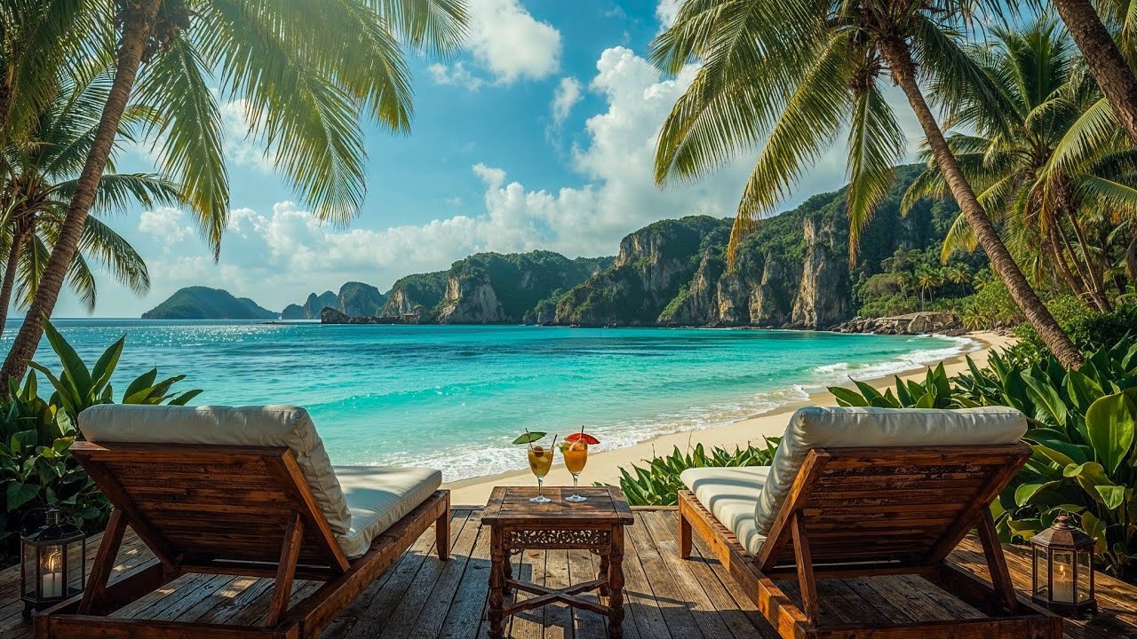 Seaside Ambience with Bossa Nova Jazz Music and Sea Waves Sounds | Relax, Work and Sleep by the Sea