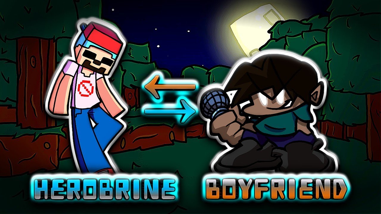 FRIDAY NIGHT FUNKIN DRAWING \ HEROBRINE AND BOYFRIEND SWAP \ FNF \ SPEEDPAINT