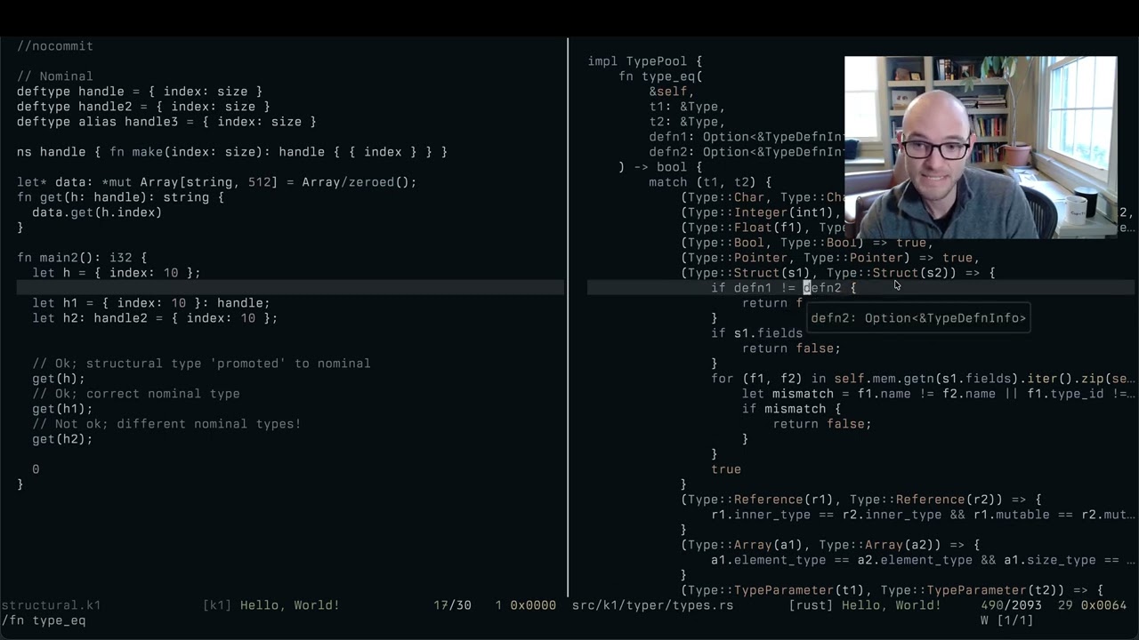Mixing structural and nominal types in a programming language