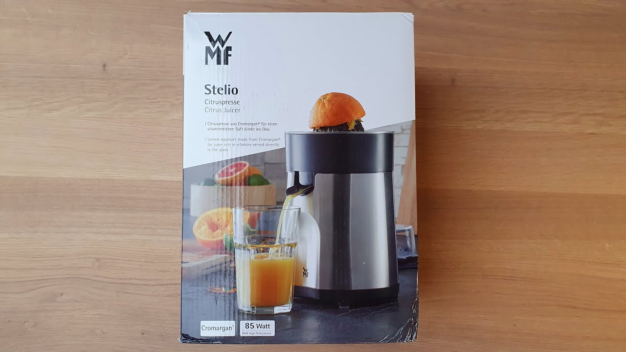 WMF Stelio elektrische Saftpresse, Zitruspresse, Orangenpresse, 85 Watt, Edelstahl Cromargan