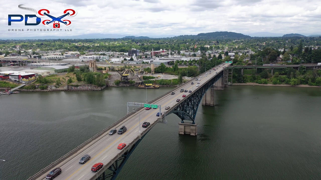 Portland Oregon Downtown and Bridges 4K Drone