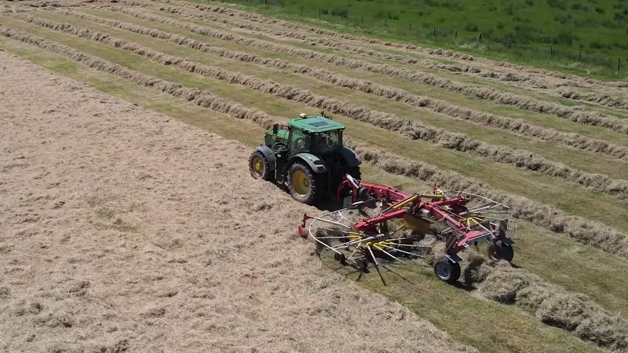 HAY MAKING!  RAKING UP WITH OUR POTTINGER TWIN ROTOR RAKE!