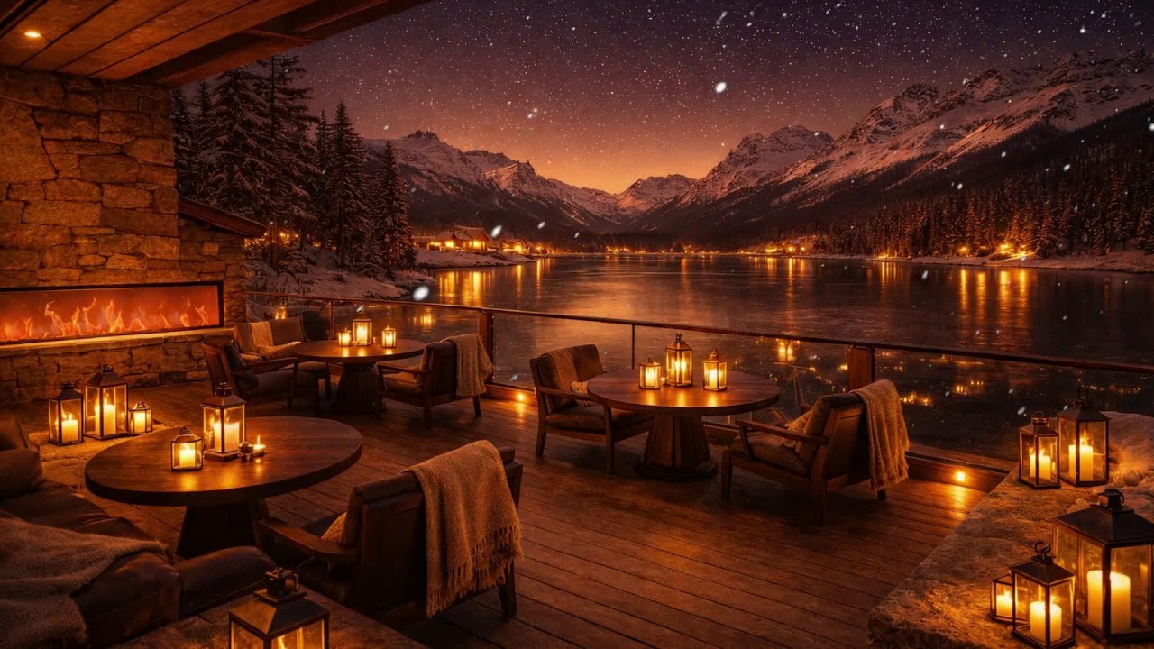 Snowy Forest Cabin Fireplace 🌙 Warm Winter Night – Calm Ambience for Relaxation
