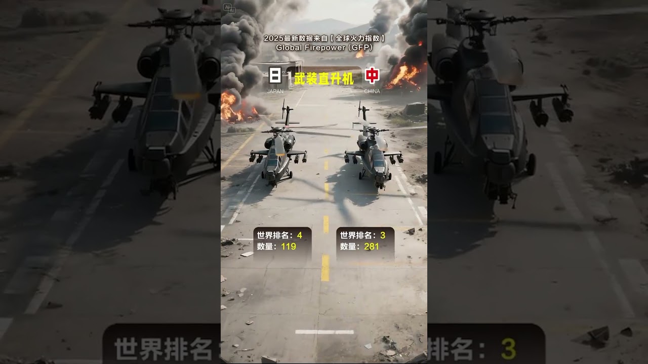 【全球火力指數】2025.中日軍事數據對比，數據來源：Global Firepower（GFP）全球火力