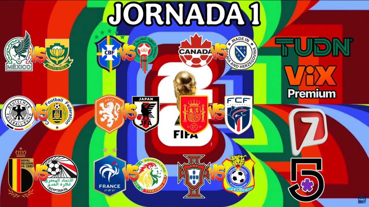 FECHAS,HORARIOS Y CANALES PARA LA JORNADA 1 DEL MUNDIAL 2026