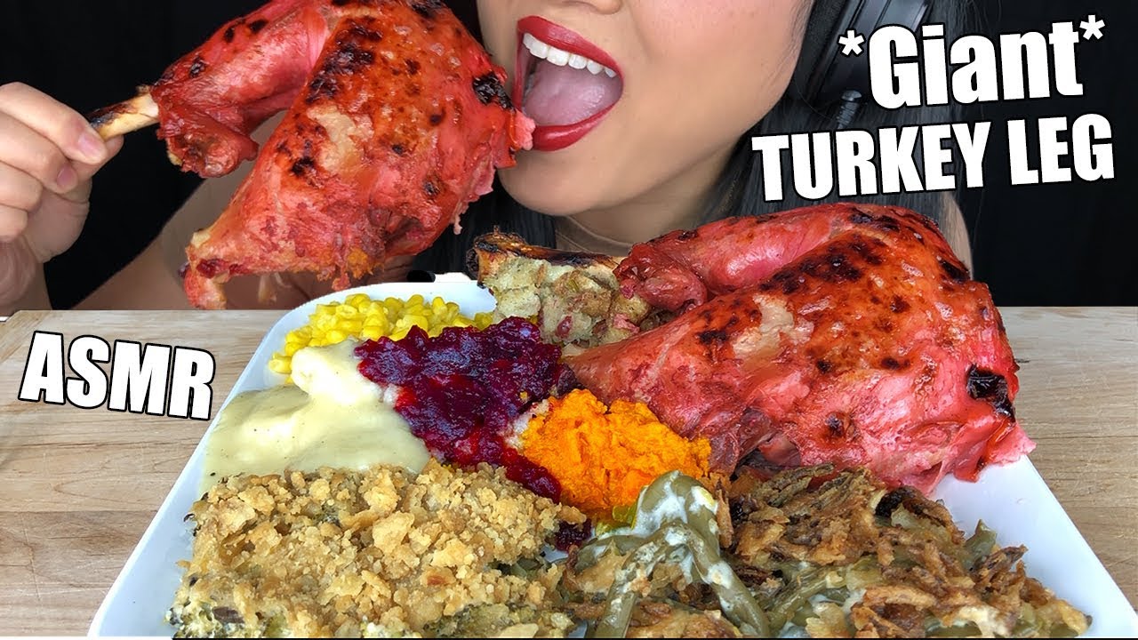 ** ASMR GIANT RED TURKEY LEG ** (Eating Sounds) | Thanksgiving Leftovers No Talking | ASMR Phan