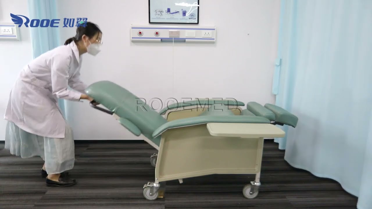 BHC301 Green Luxury Hospital Medical Furniture Patient Accompanying Recliner Chair Operation Demo