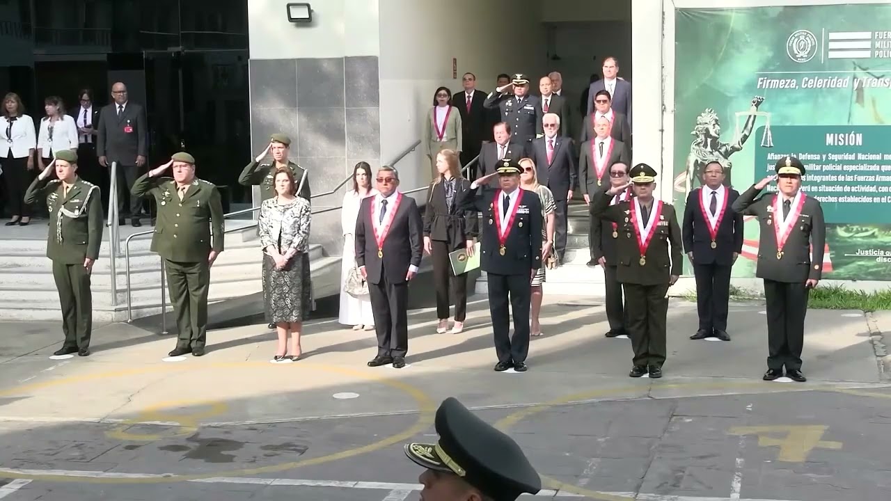 Izamiento del Pabellón Nacional - Visita de la Presidenta del Superior Tribunal Militar de Brasil