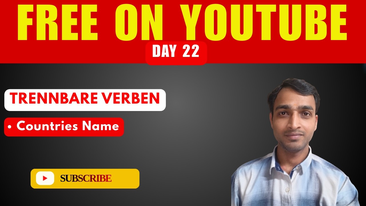 TRENNBARE VERBEN | COUNTRIES NAME | Class- 22 | A1 free YOUTUBE LIVE CLASS