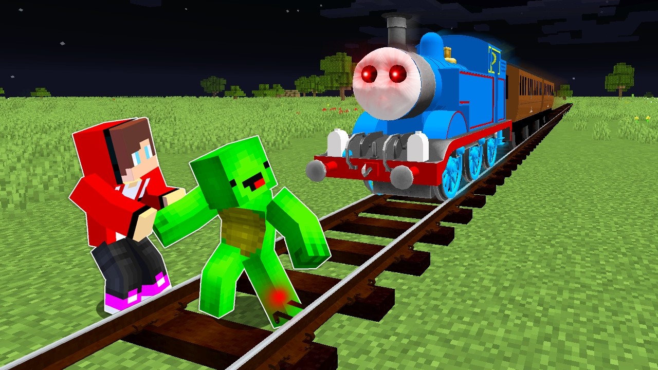 JJ and Mikey VS Scary Thomas Train CHALLENGE in Minecraft / Maizen Minecraft