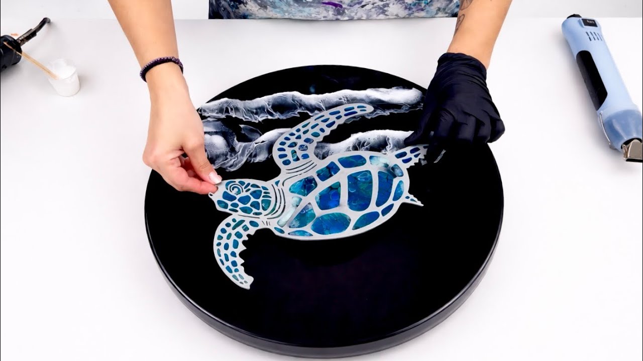 # 844 - I Turned a Plain Black Board Into an Ocean Turtle Masterpiece 😱