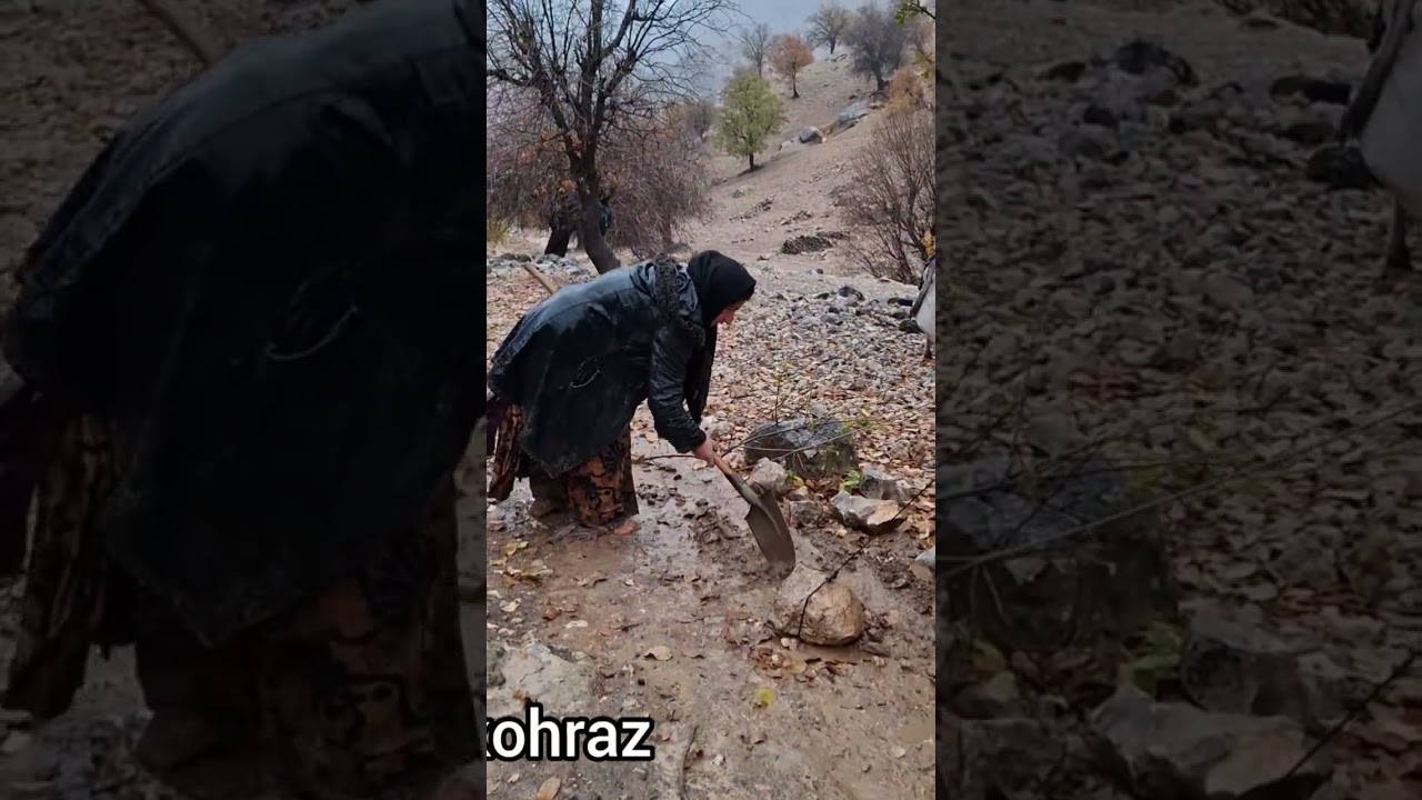 🌦️NmadiklafSurprise in Zagros: Mother and two children in the heart of the storm ⛰️
