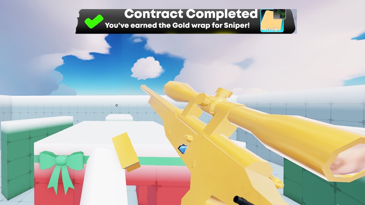 Unlocking the GOLD wrap on the sniper in Roblox RIVALS.