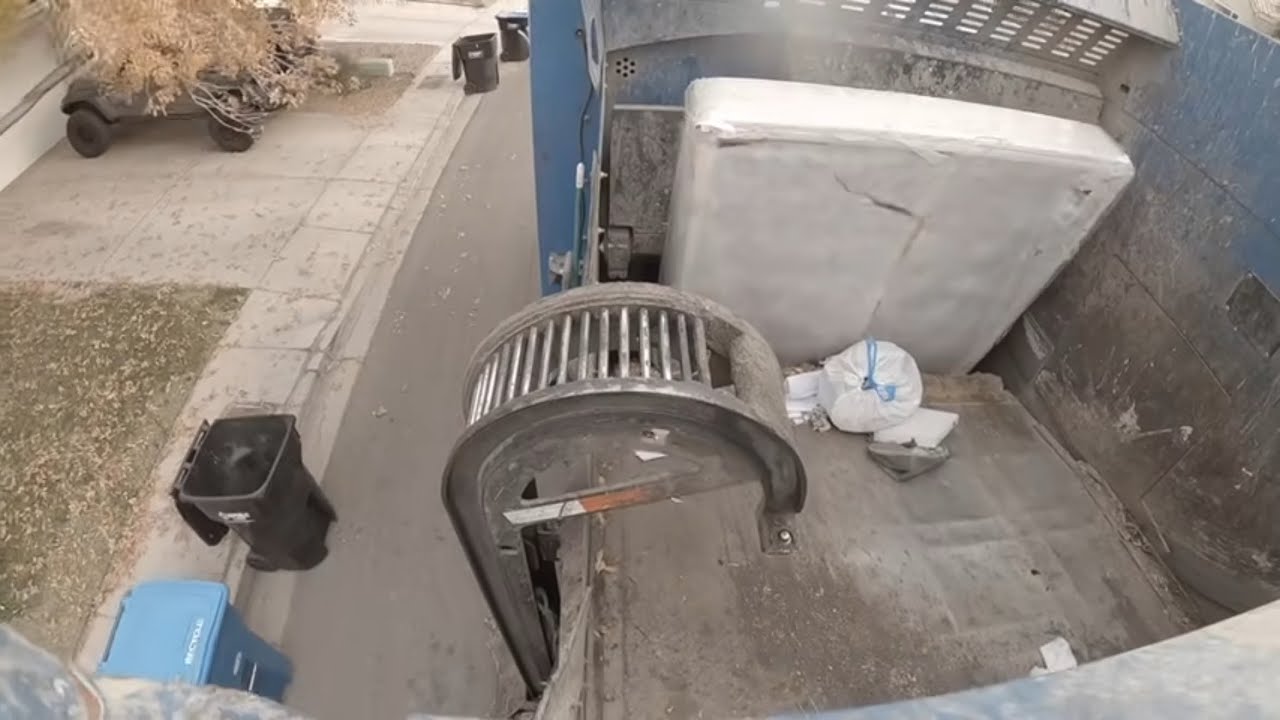 Mcneilus Zr garbage truck, Asl hopper peterbilt trash ,destroying matress frame gone wrong 12 -18-25