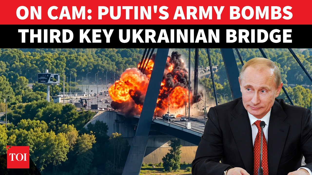 Daytime, Civilian Traffic, NATO Leader In Kyiv - Then Suddenly Russia Bombs Bridge | Moment Of Blast