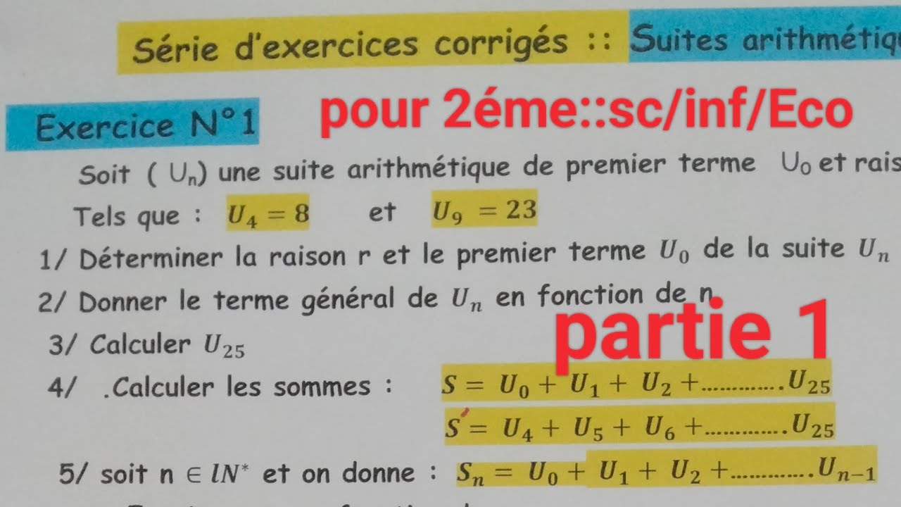 pour :2ème sc, inf et Économie Suites rèelles rappel de cours et Exercices