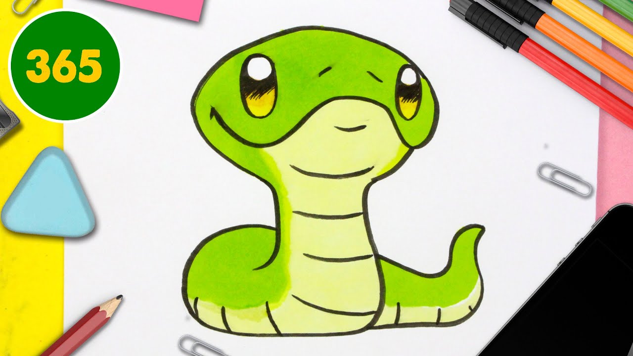 COME DISEGNARE SERPENTE KAWAII- Come disegnare animali