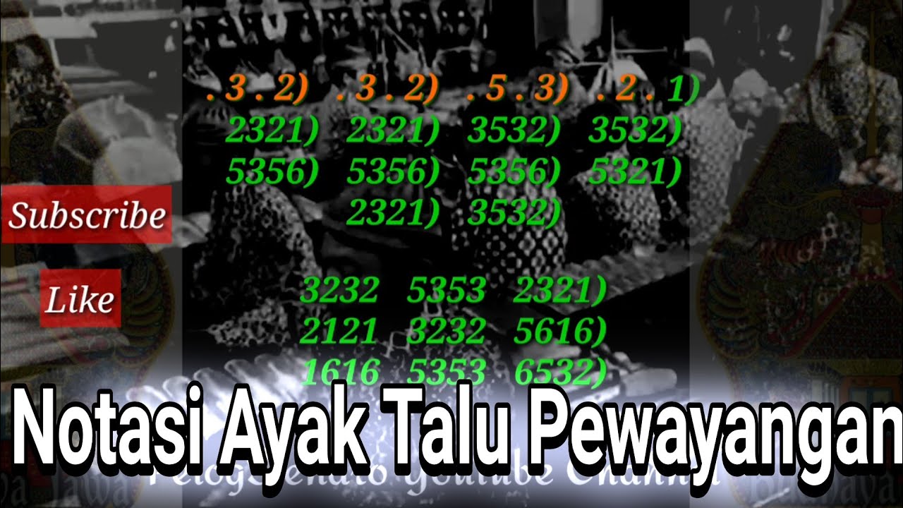 Нотация Танец Ayak Talu Patalon Puppetry, Palaran Pangkur, Palaran Pucung Srepeg Sampak Slendro