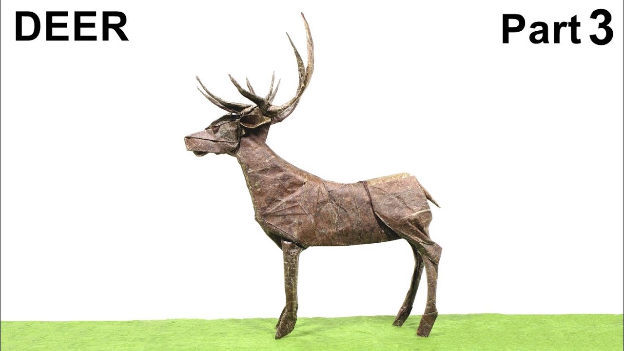 Origami Deer tutorial (Satoshi Kamiya) part 3 折り紙 シカ оригами Hirsch ciervo venado