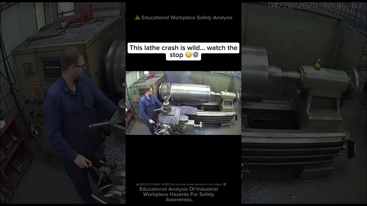⚠️ INSANE Industrial Lathe CRASH Stops Cold 😳⚙️ #workfails