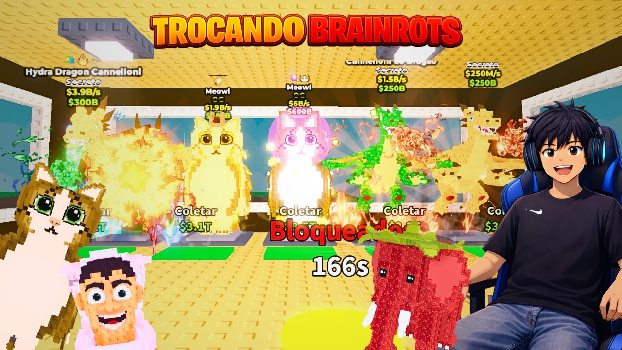 📢 LIVE ON 🔴 CHEGA COM AS RARIDADES 🔥 TROCANDO BRAINROTS RAROS 🎈 - ROUBE UM BRAINROT AO VIVO 🔥