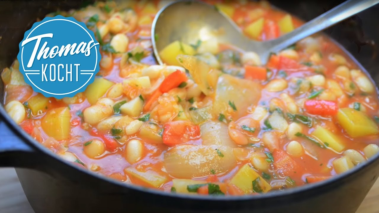 Bohneneintopf mit Gemüse und Kartoffeln - lecker kochen auf Vorrat