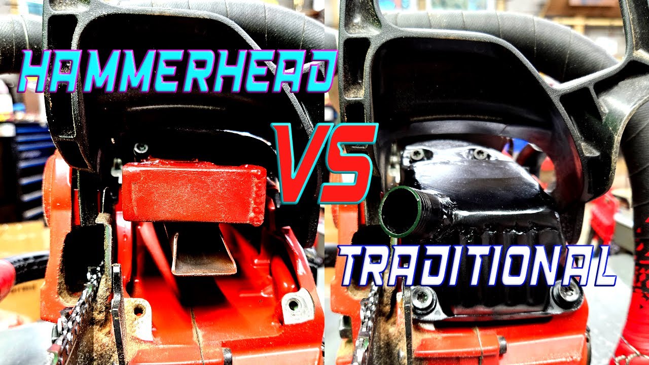 Hammer Head Pipe vs Traditional Muffler mod Jonsered 2258, 562xp, 555, 2260