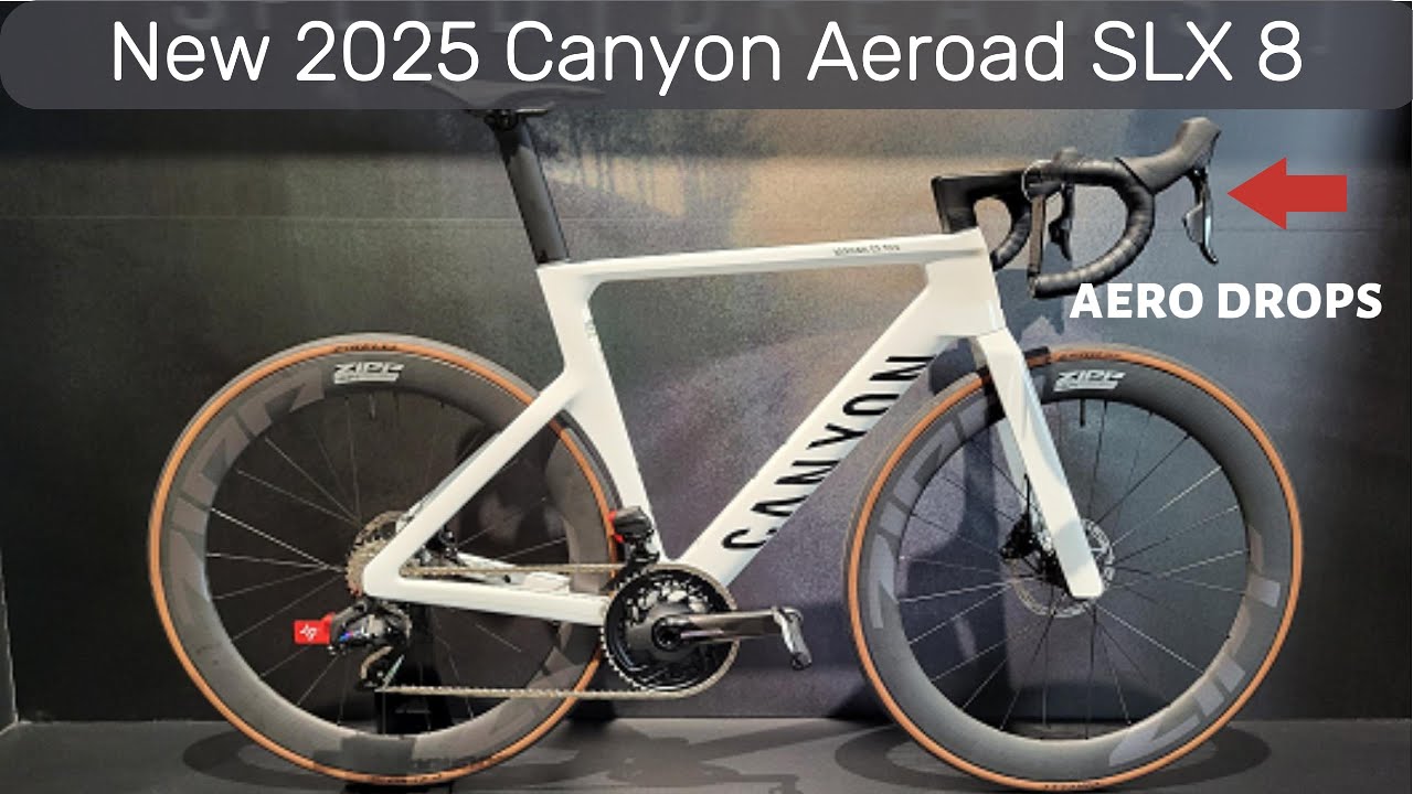 New 2025 Canyon Aeroad SLX 8 in crystal white with aero drops / SRAM Force