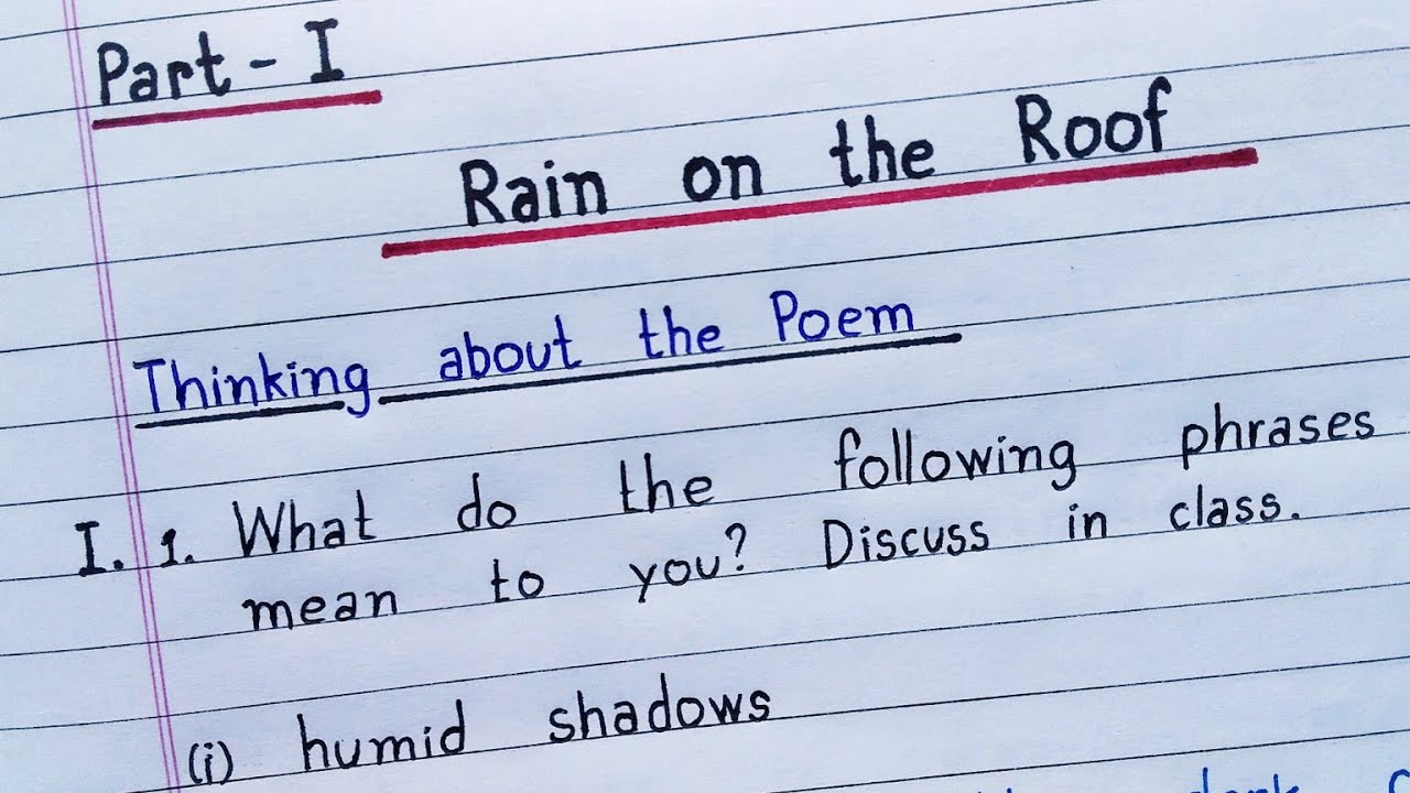 Rain on the Roof | Part - 1 | Question & Answer |