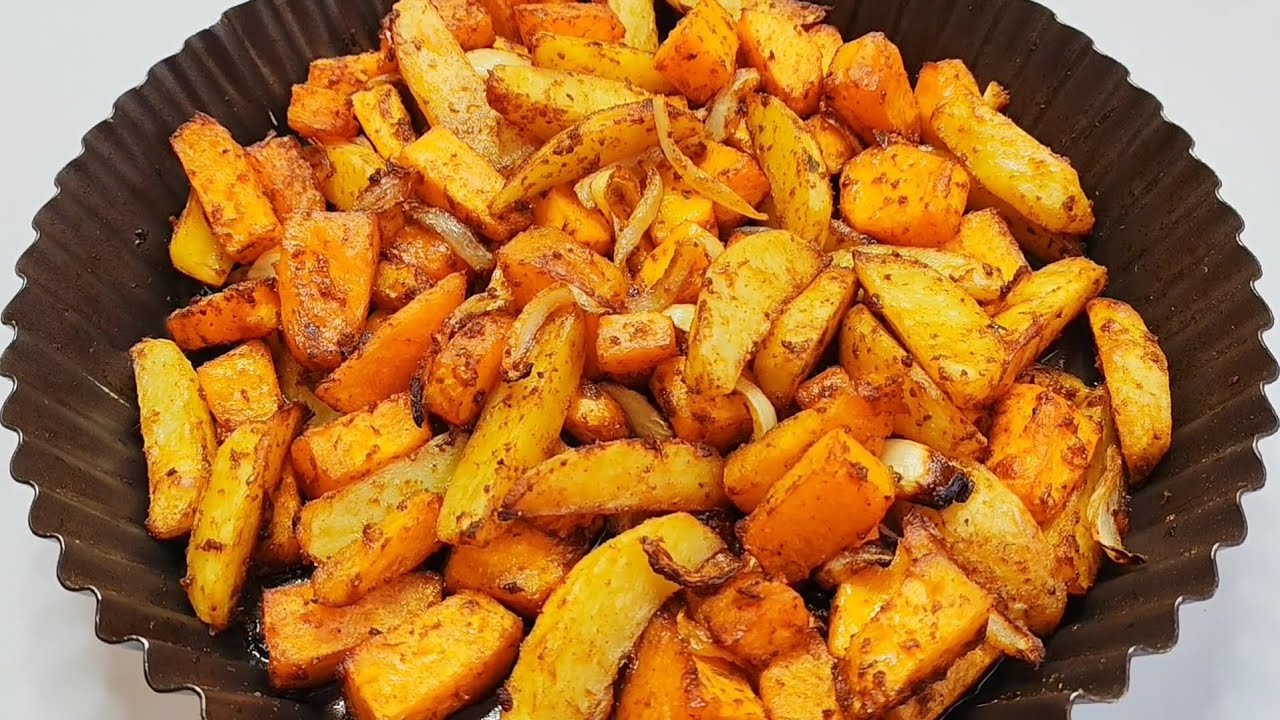 Запеченные овощи в духовке (тыква, картофель, лук) без жарки, без лишнего масла🧅