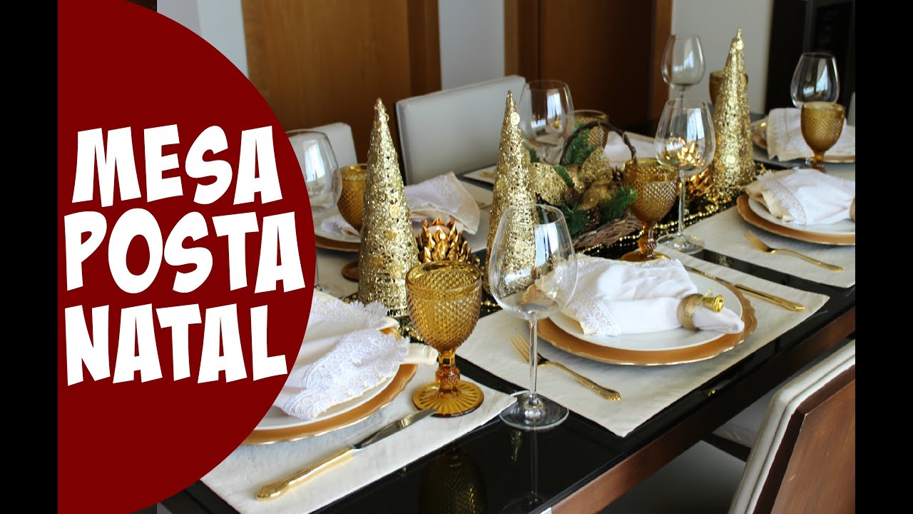 DECORAÇÃO DE MESA DE NATAL DOURADA E BRANCA #mesaemdetalhes