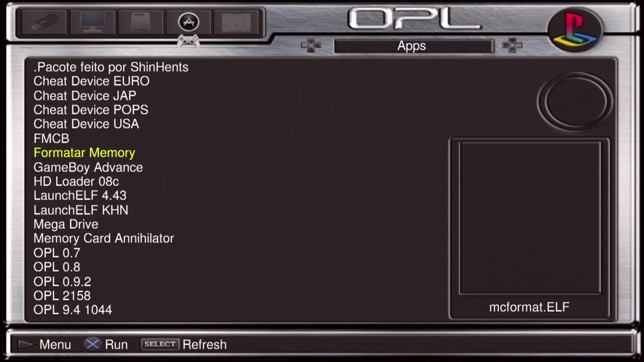 Pacote de APPS simples para o OPL do Playstation 2