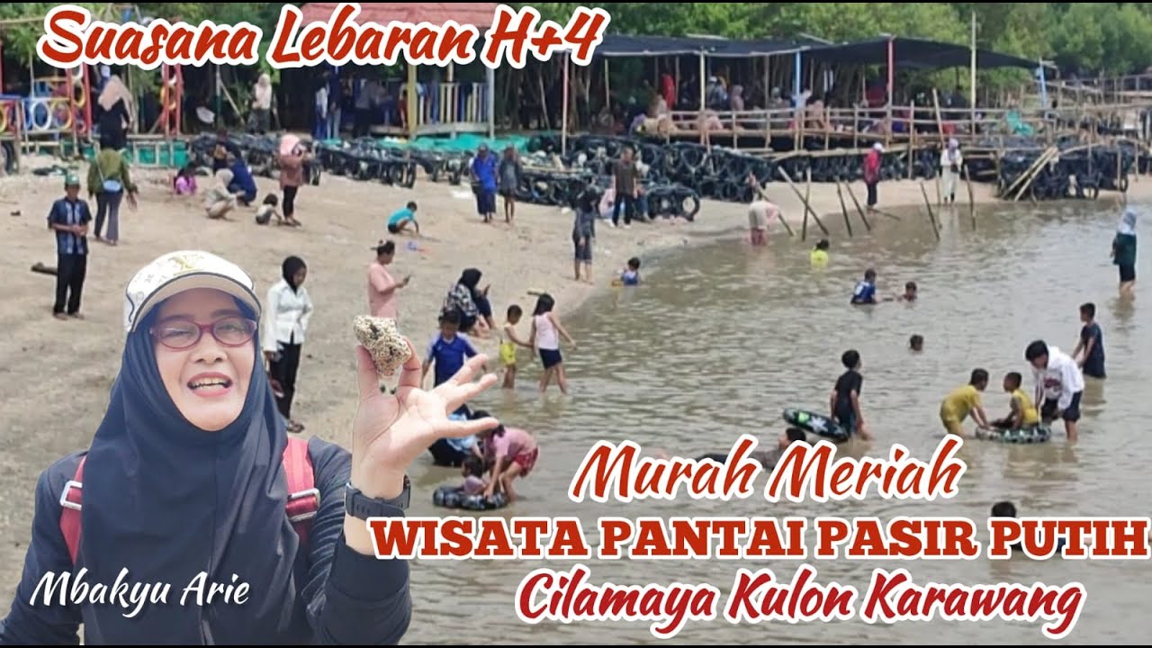 Suasana tempat wisata hutan mangrove pasir putih Cilamaya, H+4 lebaran, ramai banget