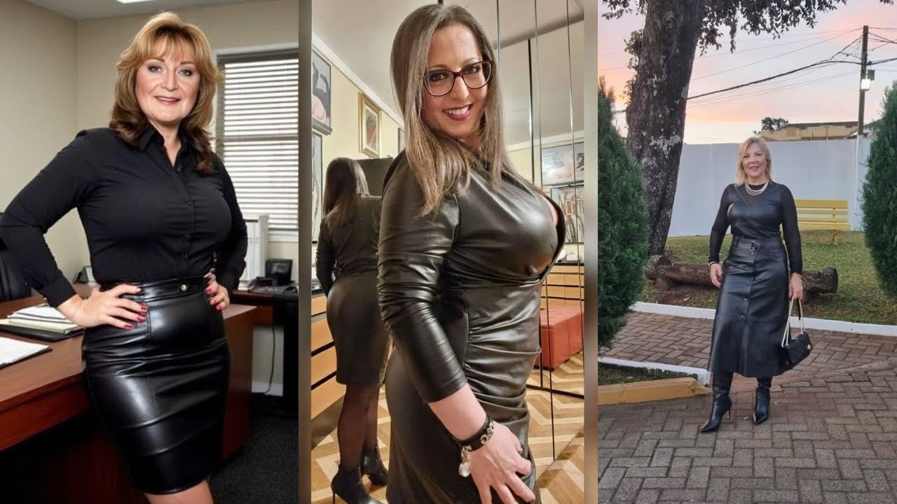 Older Women Gorgeous & Elegant Beautiful Looking Fancy Leather Outfits Ideas