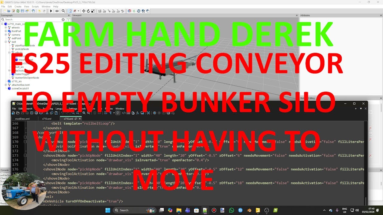 FS25 EDITING CONVEYOR TO EMPTY BUNKER SILO FROM ONE POSITION