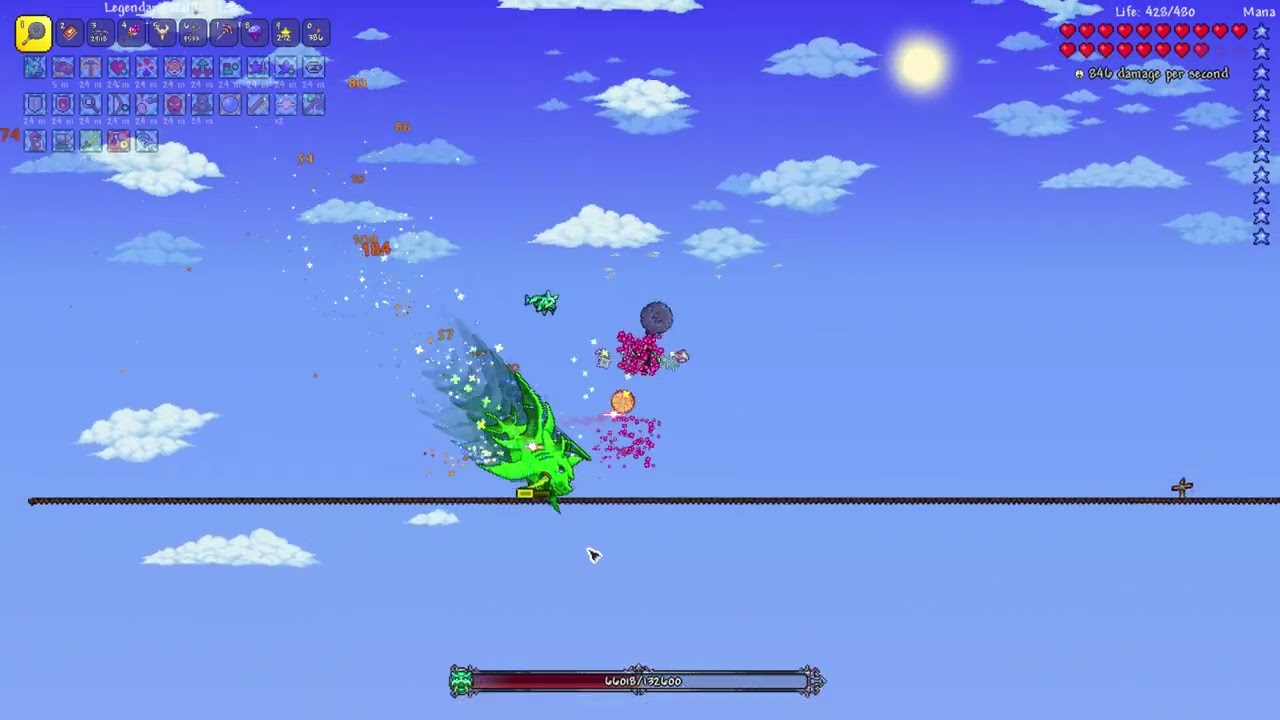 Terraria 1.4.5 waffles iron vs Legendary Duke Fishron[Bonus Clip]