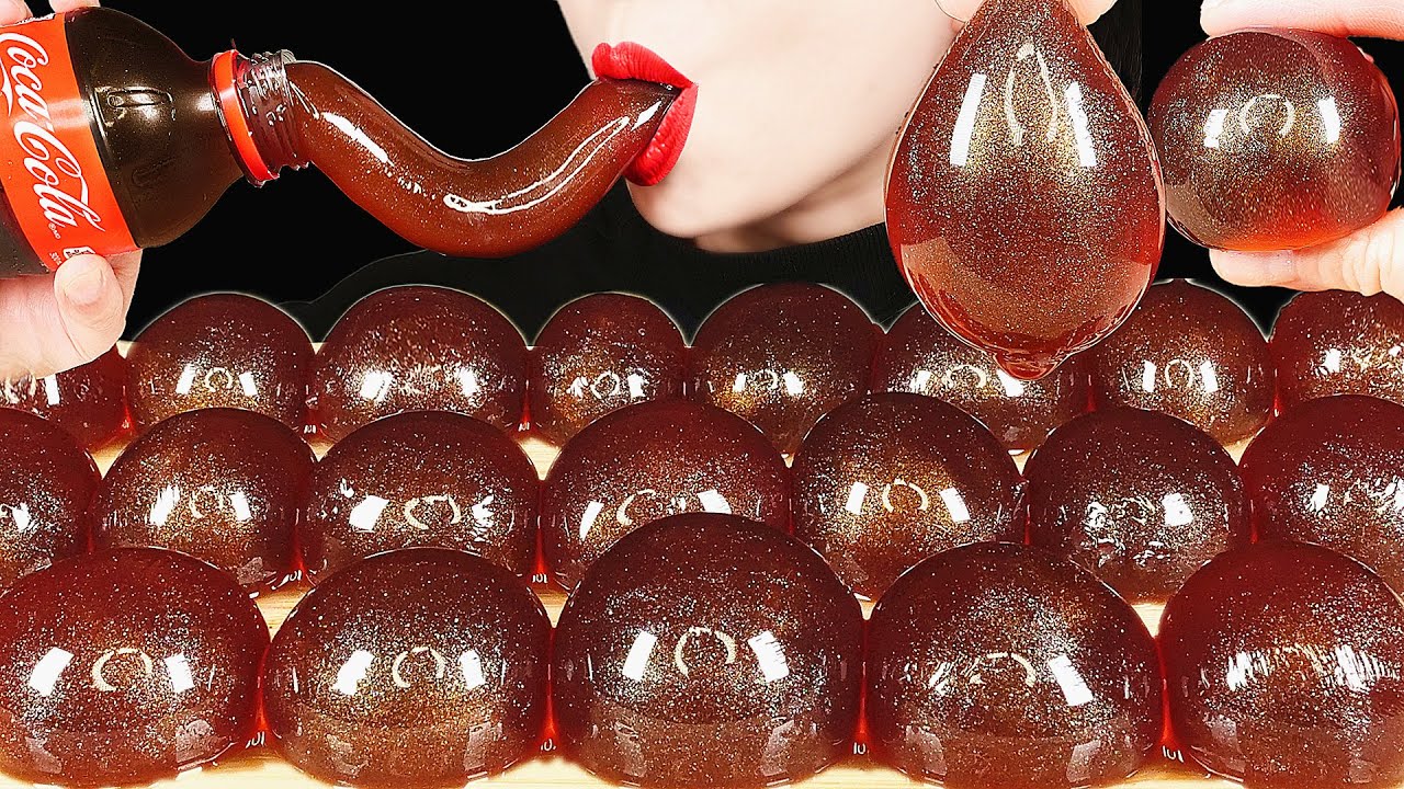 ASMR COCA COLA HONEY JELLY EDIBLE WATER BOTTLES EATING SOUNDS MUKBANG HOW TO MAKE GIANT POPPING BOBA
