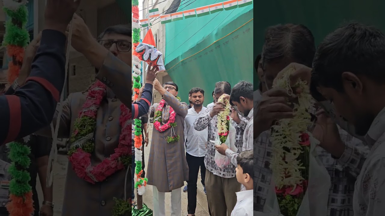 Amjed Ullah Khan (Spokesman) MBT seen hoisting Indian Flag on Independence Day at Fateh Shah Nagar