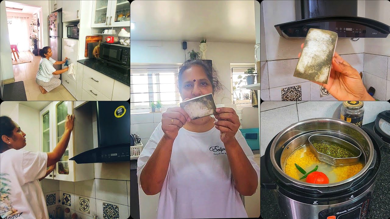நெஜமாவே மேஜிக் தான்/Easy kitchen & chimney cleaning hack / Simple lunch in Electric pressure cooker 