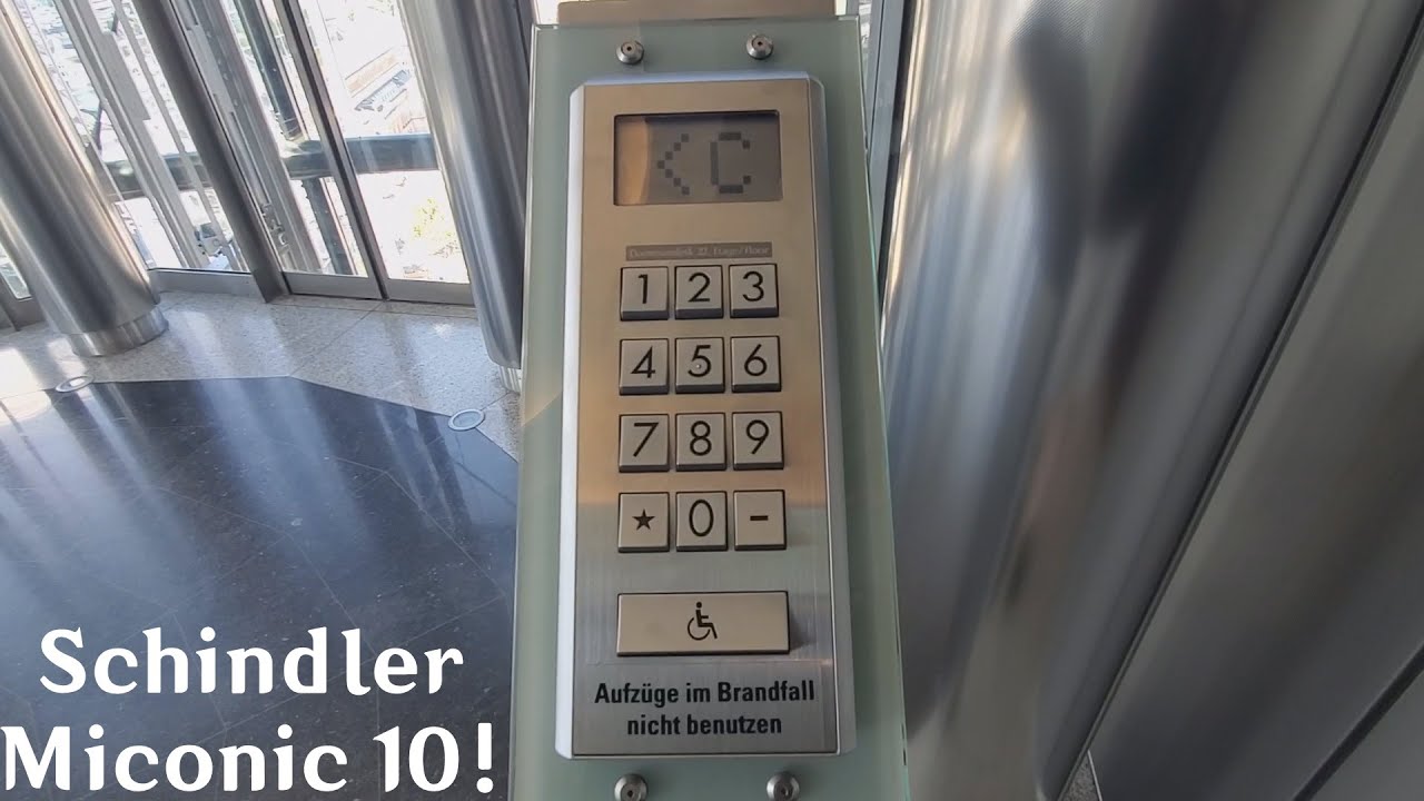 Scenic Schindler Miconic 10 Traction Elevators at Eurotheum - Frankfurt am Main, Germany