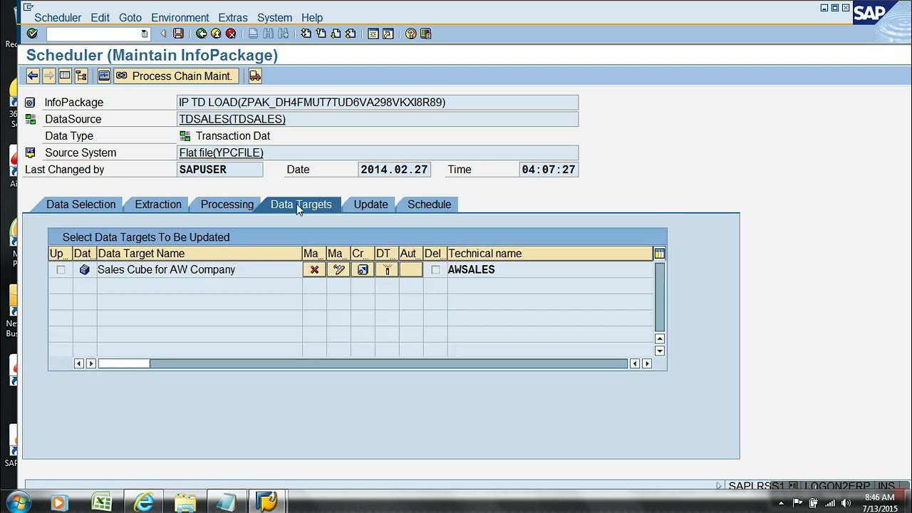 SAP BW Modelling InfoPackage Overview