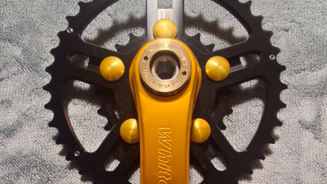 White Industries V2 chainrings compared with V1 chainring.Custom GOLD  White Industries MR30 cranks 