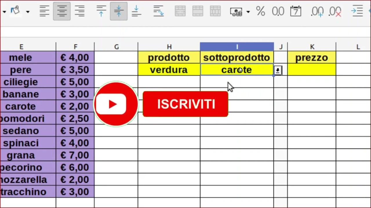 menu concatenati  - libreoffice calc