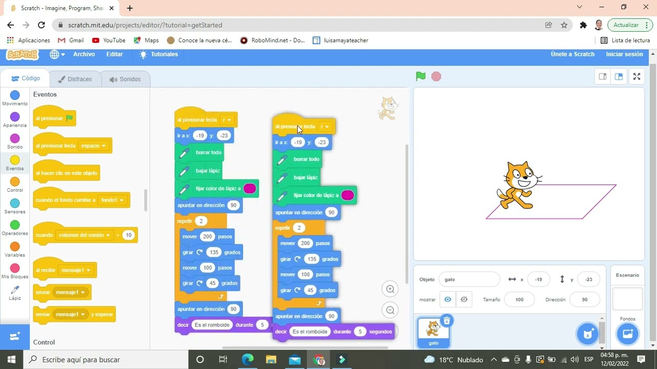 Scratch figuras geométricas 2 (romboide, rectángulo, pentágono, octágono, hexágono y decágono)